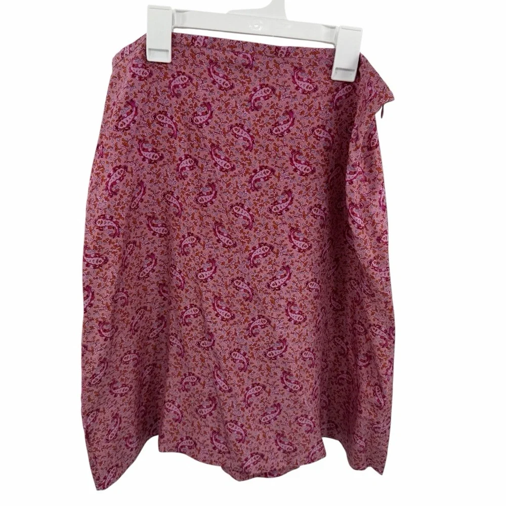 J.Crew 100% Silk Pink Paisley Floral Knee Length Skirt Size 12‎